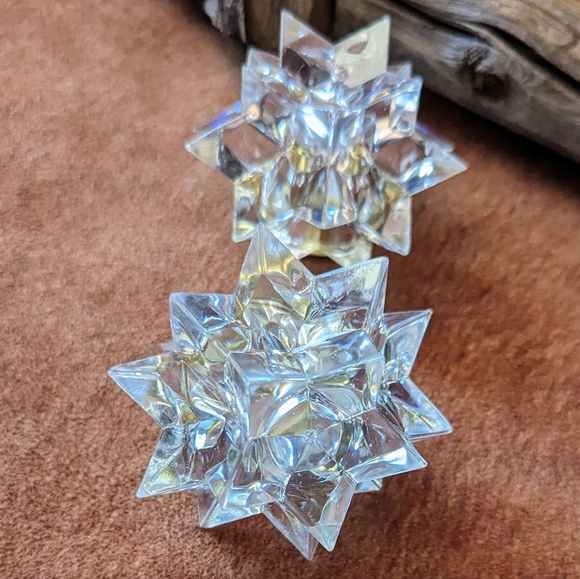Vintage Starlite Acrylic Iridescent Star Candle Holders in Original Box - Picture 14 of 16